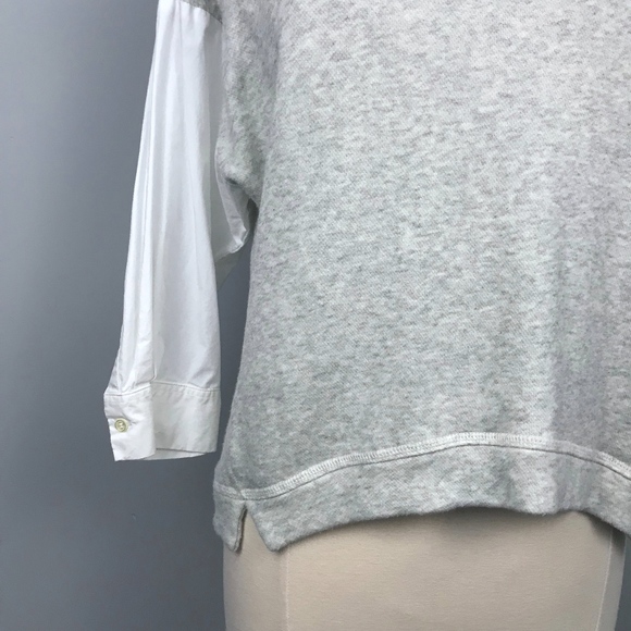 LOFT French Terry Mixed Media Crewneck Top - M - Picture 2 of 8